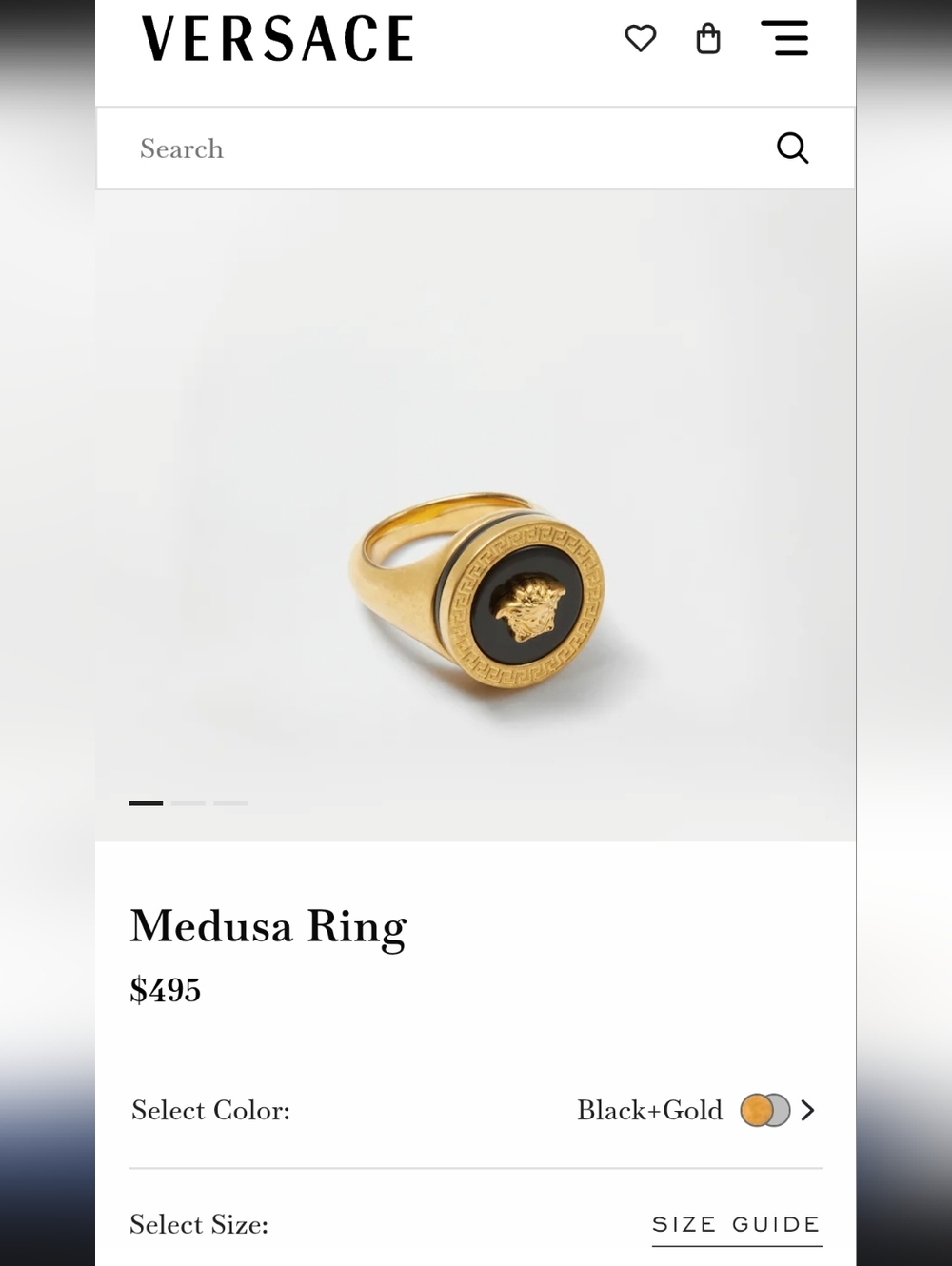 NIB Versace Medusa Gold Tone and Black Enamel Ring Unisex Size 19 IT 8.5 US - Picture 7 of 13